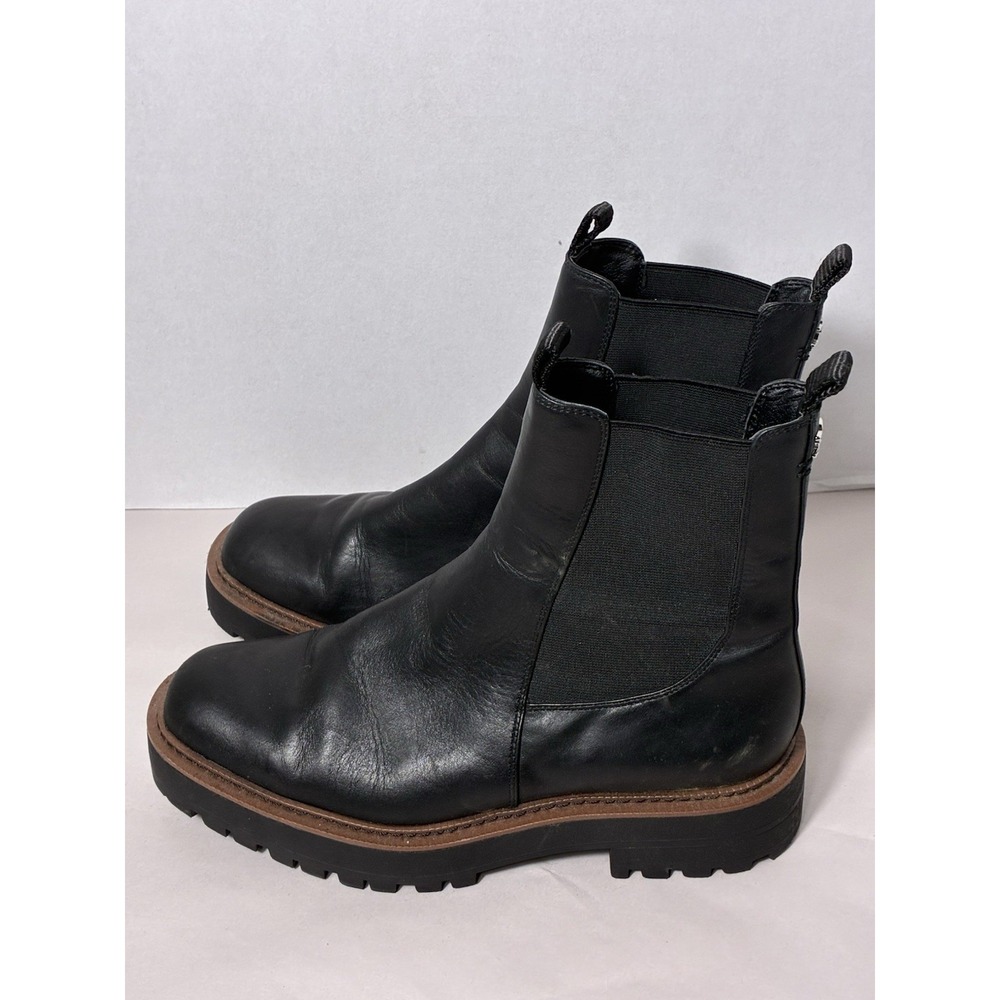 Sam Edelman Laguna Lug Sole Leather Chelsea Ankle Boots size 9.5 Black Retro